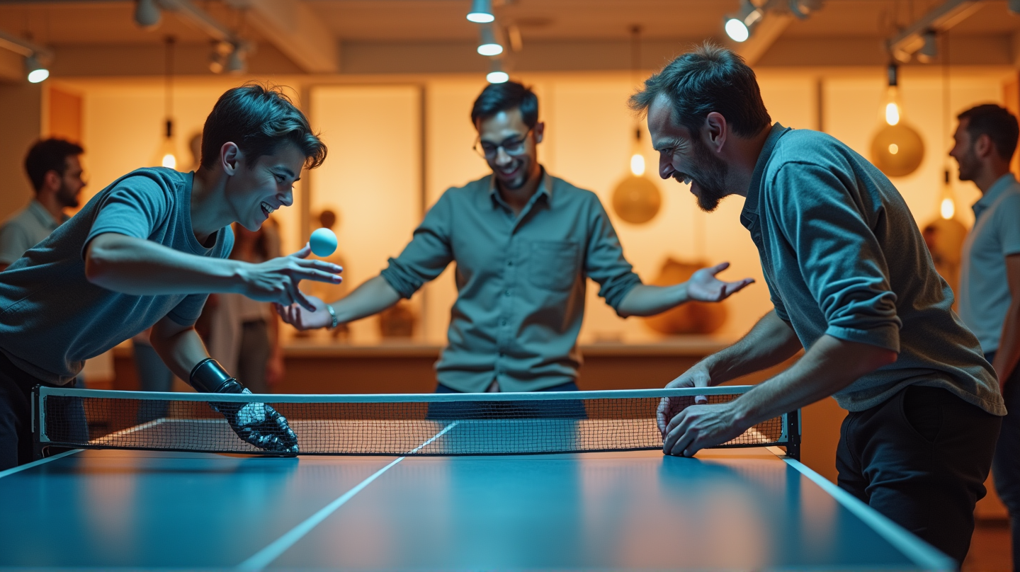 Amputee Support Group Engages in Thrilling Table Tennis Robot Challenge