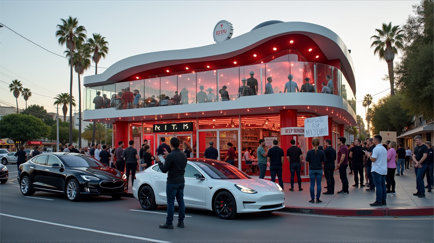 Elon Musk's Tesla Diner Sparks Controversy and Protests