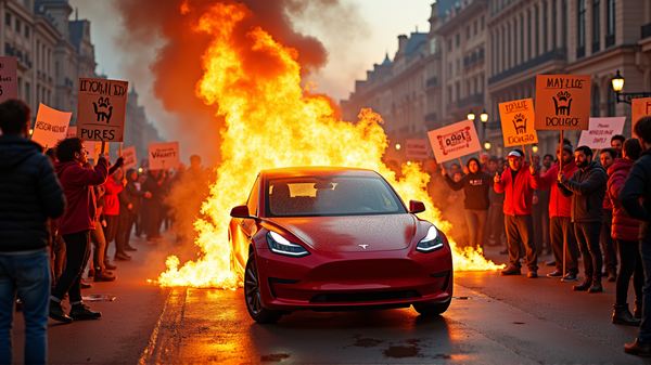 Protests Erupt Against Tesla: From Molotovs to Controversial 'Nazi Car' Labels